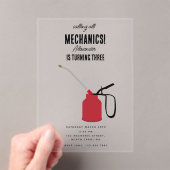 Auto Mechanic Automotive Tools Boy Verjaardagsfees Acryl Uitnodigingen (Insitu (Draagbaar))