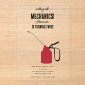 Auto Mechanic Automotive Tools Boy Verjaardagsfees Acryl Uitnodigingen (Voorkant)