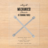 Auto Mechanic Automotive Tools Boy Verjaardagsfees Acryl Uitnodigingen (Voorkant)