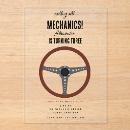 Auto Mechanic Automotive Tools Boy Verjaardagsfees Acryl Uitnodigingen