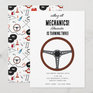 Auto Mechanic Automotive Tools Boy Verjaardagsfees Kaart