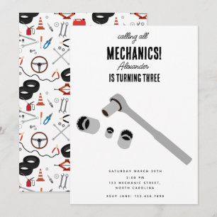 Auto Mechanic Automotive Tools Boy Verjaardagsfees Kaart