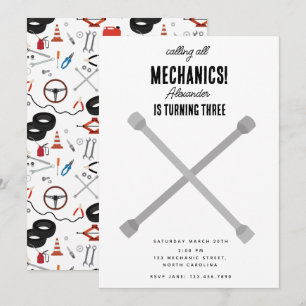 Auto Mechanic Automotive Tools Boy Verjaardagsfees Kaart