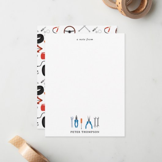 Auto Mechanic Automotive Tools Notitiekaartje (Voorkant / Achterkant in situ)