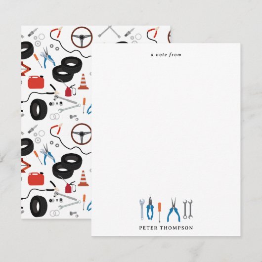 Auto Mechanic Automotive Tools Notitiekaartje (Voorkant / Achterkant)