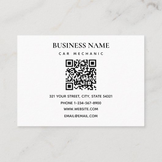 Auto Mechanic Automotive Tools QR-code Visitekaartje (Achterkant)