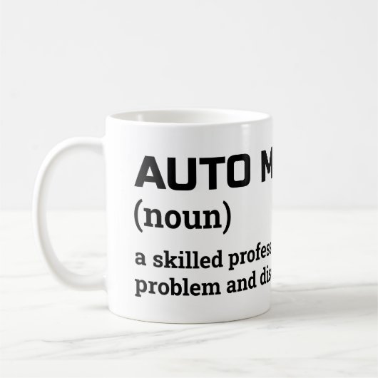 Auto Mechanic Coffee Mok - Grappige taakdefinitie (Links)