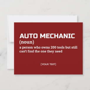 Auto Mechanic Definition – Funny Workplace Humor Briefkaart