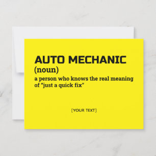 Auto Mechanic Definition Humor Gift Briefkaart