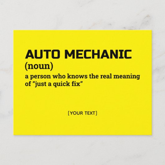 Auto Mechanic Definition Humor Gift Briefkaart (Voorkant)
