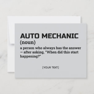 Auto Mechanic Definition – Office Humor Briefkaart
