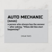 Auto Mechanic Definition – Office Humor Briefkaart (Voorkant)