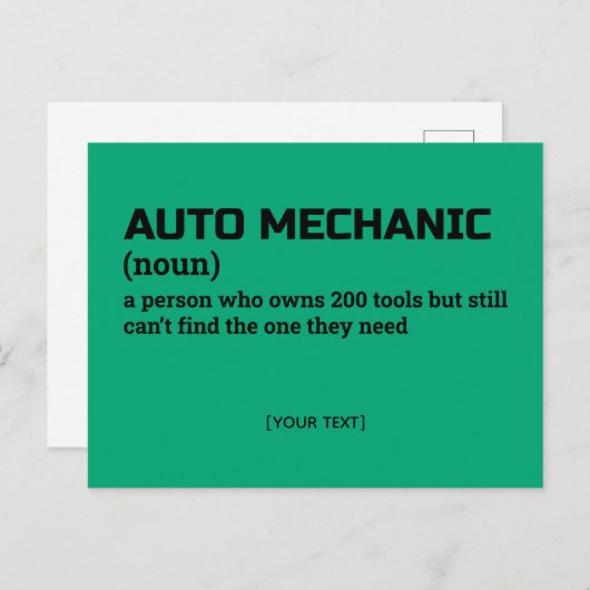 Auto Mechanic Funny Definition Briefkaart (Voorkant / Achterkant)
