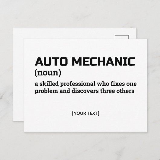 Auto Mechanic – Funny Definition Postcard Briefkaart (Voorkant / Achterkant)
