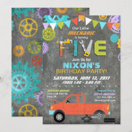 Auto Mechanic Gears Gereedschap Krijtbord Verjaard Kaart