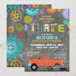 Auto Mechanic Gears Gereedschap Krijtbord Verjaard Kaart