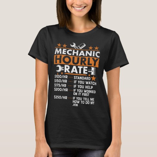Auto Mechanic Hourly Rate Mechanic T-shirt (Voorkant)