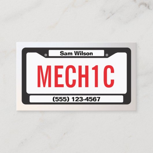 Auto Mechanic License Bord Visitekaartje (Voorkant)
