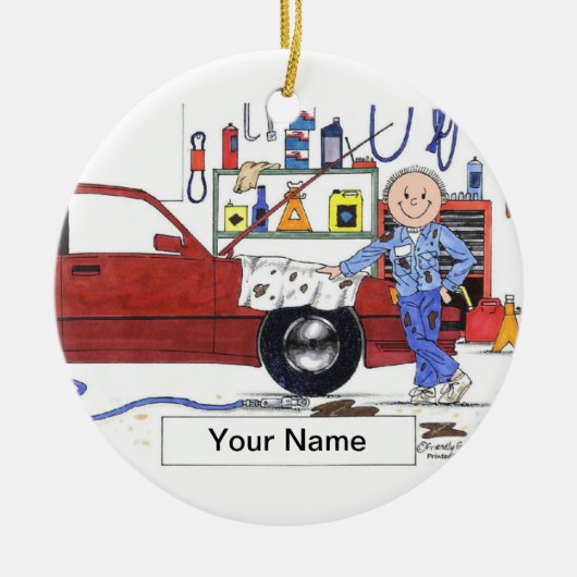 Auto Mechanic - Mannelijk Keramisch Ornament (Voorkant)