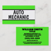 Auto Mechanic Neon Green Visitekaartje (Voorkant / Achterkant)