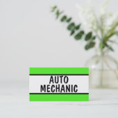 Auto Mechanic Neon Green Visitekaartje (Staand voorkant)