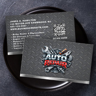 Auto Mechanic Reparatie Service Automotive QR Code Visitekaartje
