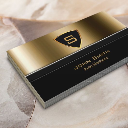 Auto Mechanic Royal Gold Monogram Automobielindust Visitekaartje