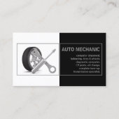 Auto Mechanic Service Zwart Wit Kaart Visitekaartje (Voorkant)