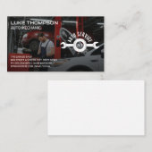 Auto Mechanic Werken aan Auto Motor in Garage Visitekaartje (Voorkant / Achterkant)