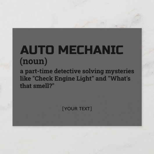Auto Mechanic – Witty Definition Briefkaart (Voorkant)