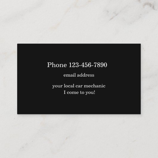 Auto-mechanische koel-monogram  visitekaartje (Achterkant)