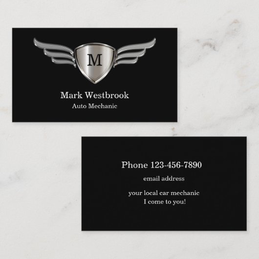 Auto-mechanische koel-monogram  visitekaartje (Voorkant / Achterkant)