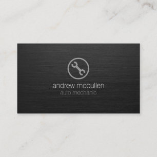 Auto Mechanische Moersleutel Ikoon Donker Geborste Visitekaartje