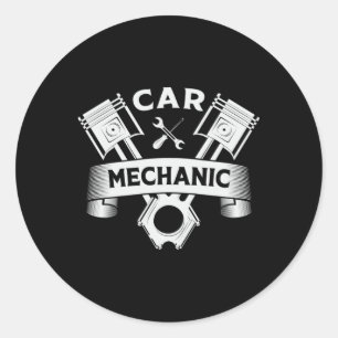 Auto Mechanische Motor Mechanica Auto Grappig Gift Ronde Sticker