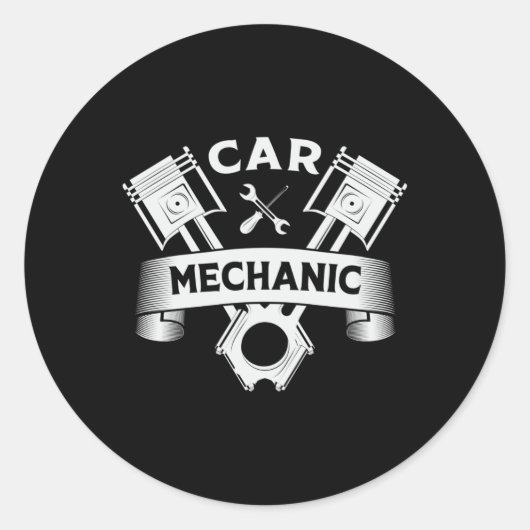 Auto Mechanische Motor Mechanica Auto Grappig Gift Ronde Sticker (Voorkant)