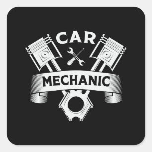 Auto Mechanische Motor Mechanica Auto Grappig Gift Vierkante Sticker