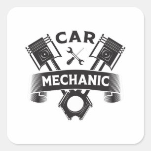 Auto Mechanische Motor Mechanica Garage Gift Idee Vierkante Sticker
