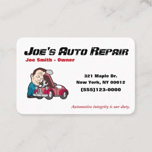Auto-mechanische reparatie motorservice visitekaartje (Voorkant)