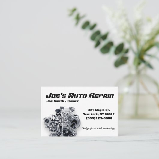 Auto-mechanische reparatie motorservice visitekaartje (Staand voorkant)