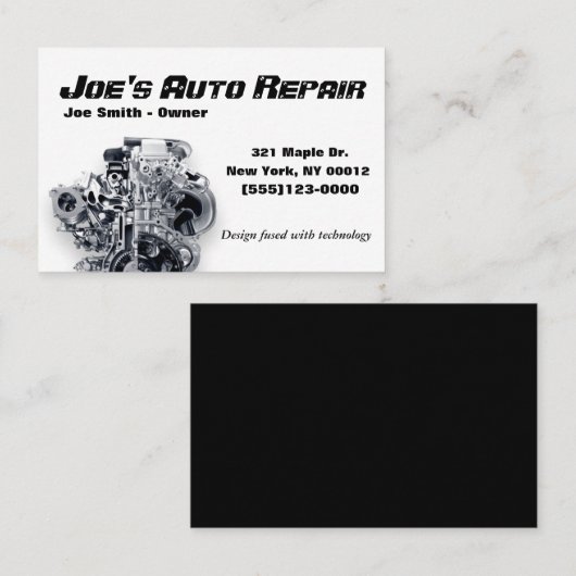 Auto-mechanische reparatie motorservice visitekaartje (Voorkant / Achterkant)