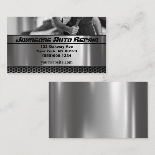 Auto-mechanische reparatieservice Visitekaartje (Voorkant / Achterkant)