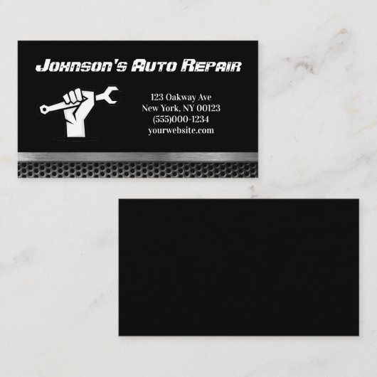 Auto-mechanische reparatieservice Visitekaartje (Voorkant / Achterkant)