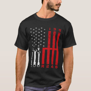 Auto-mechanische schuifapparatuur Amerikaanse vlag T-shirt