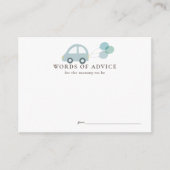 Auto met Ballonnen Blue Boy Baby shower Advies Informatiekaartje (Voorkant)