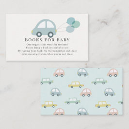Auto met ballonnen Blue Boy Book Request Informatiekaartje