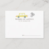 Auto met Ballonnen Geel Baby shower Advies Informatiekaartje (Voorkant)