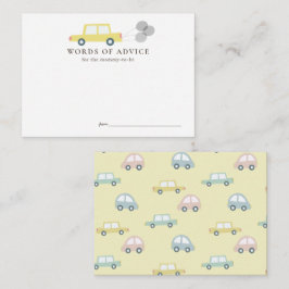 Auto met Ballonnen Geel Baby shower Advies Informatiekaartje