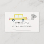 Auto met Ballonnen Gele Luier Raffle Ticket Informatiekaartje (Voorkant)