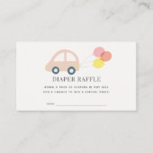 Auto met Ballonnen Roze Meisje Luier Raffle Ticket Informatiekaartje (Voorkant)