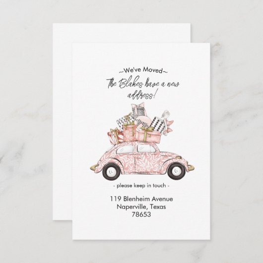 Auto met Boxes We hebben de uitnodiging verplaatst (Voorkant / Achterkant)